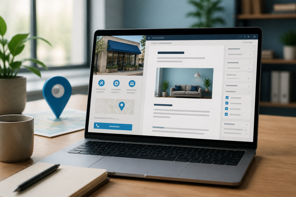 Illustration of business details being turned into a structured WordPress article draft