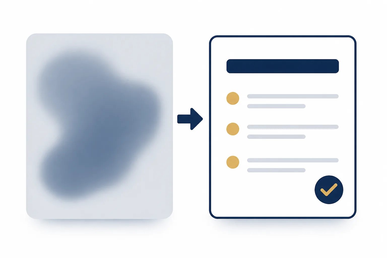 Split-panel graphic contrasting a broad topic card with a focused article outline built around one customer task.