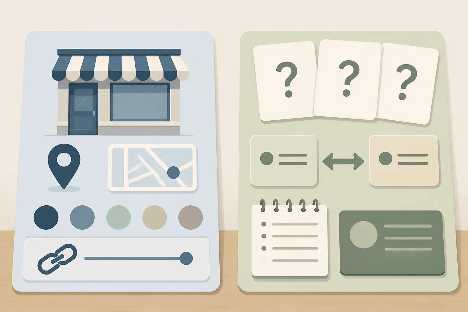 Illustration showing verified business facts separated from general educational guidance for an AI article brief.